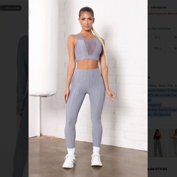 Fashion Nova | Textured Scrunch Butt Active Leggings | Small | Silver - Picture 1 of 8